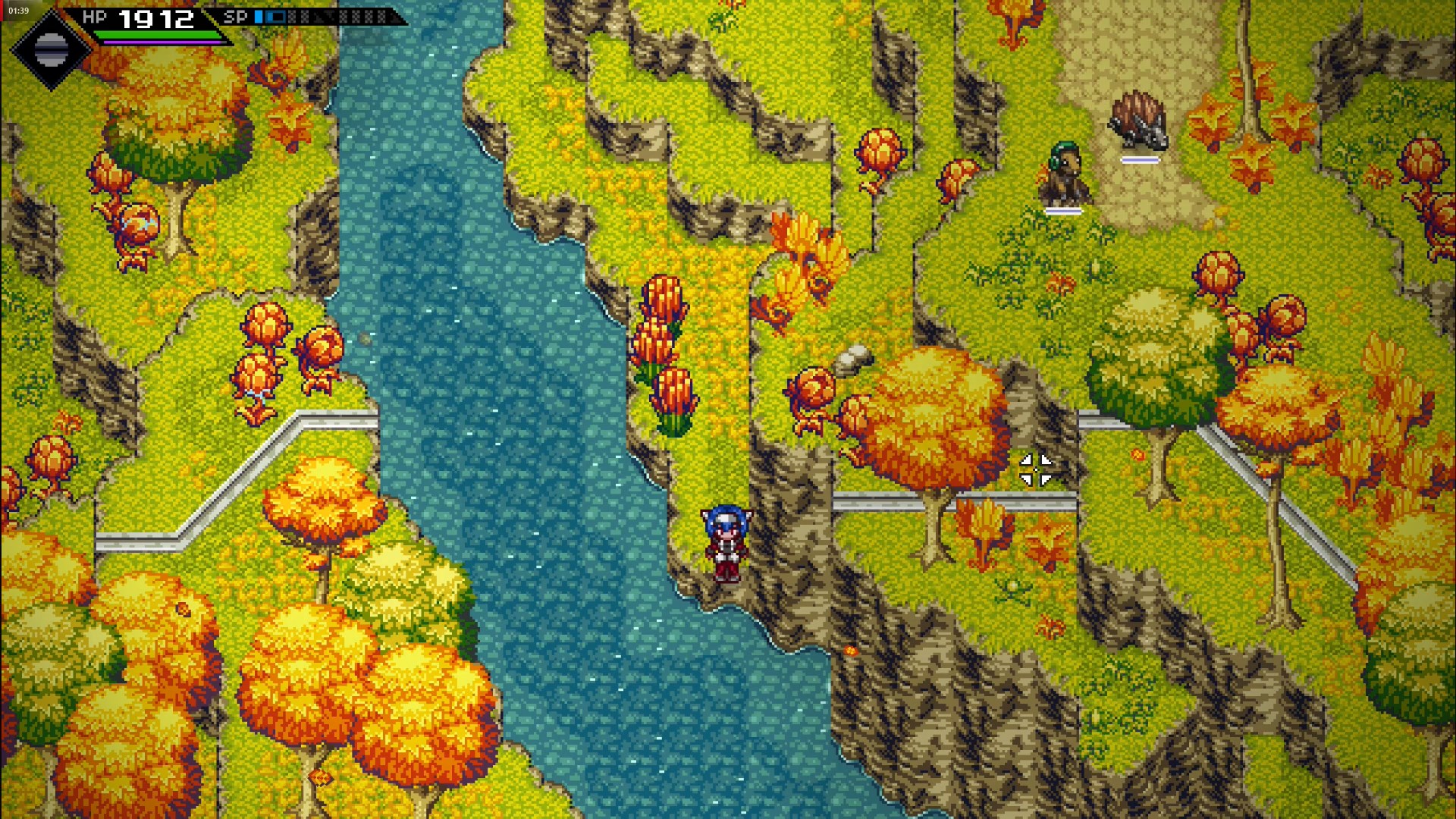 A screenshot of one of the starting areas. The different heights of the map can be seen.